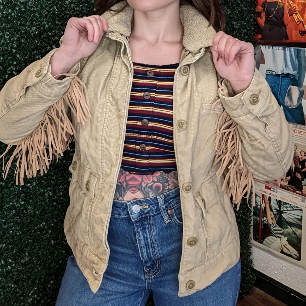 Pacific trail Fringe corduroy fleece western jacket coat